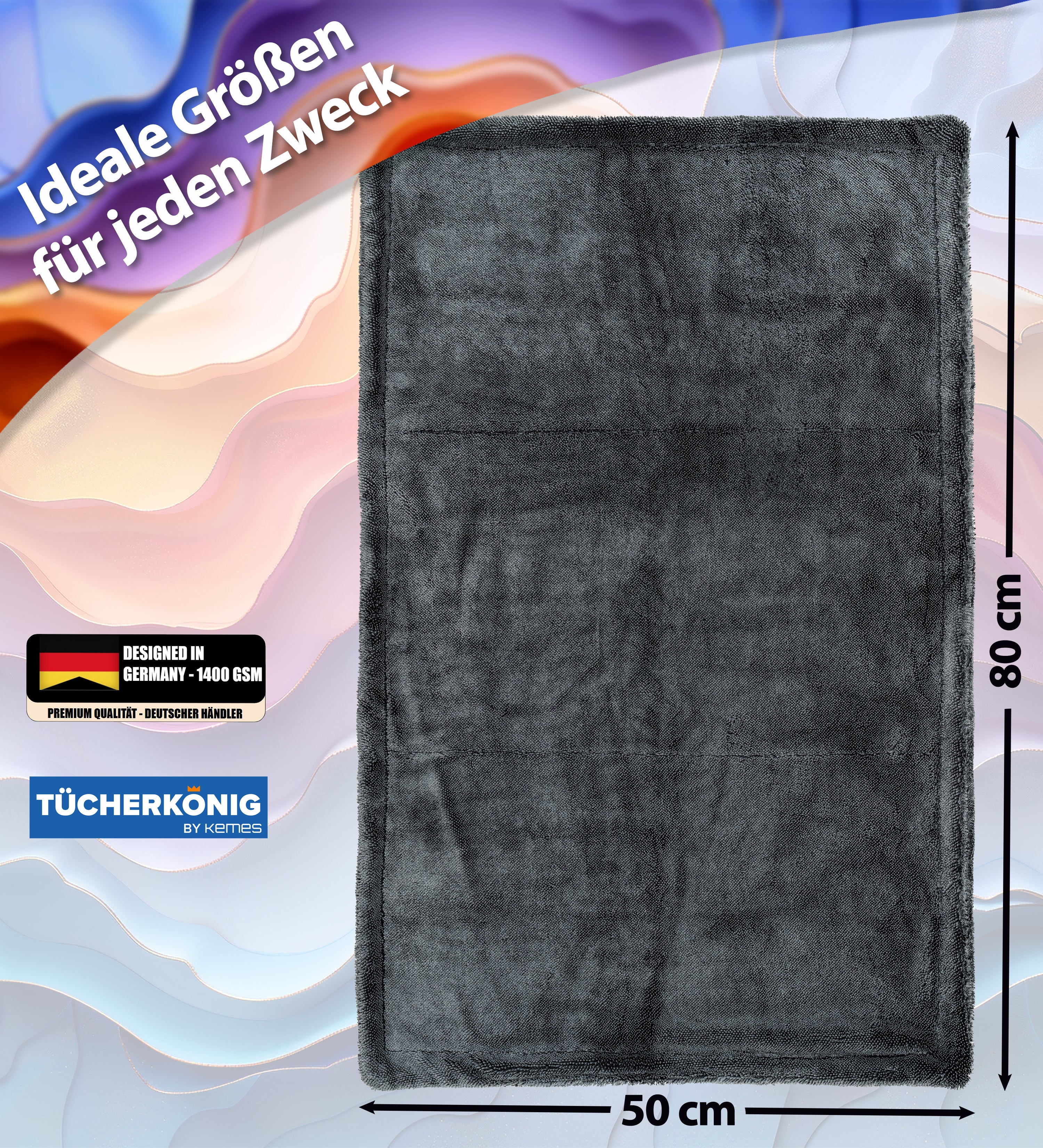 XXL Mikrofasertuch mit 1400 GSM | Grau 50x80cm