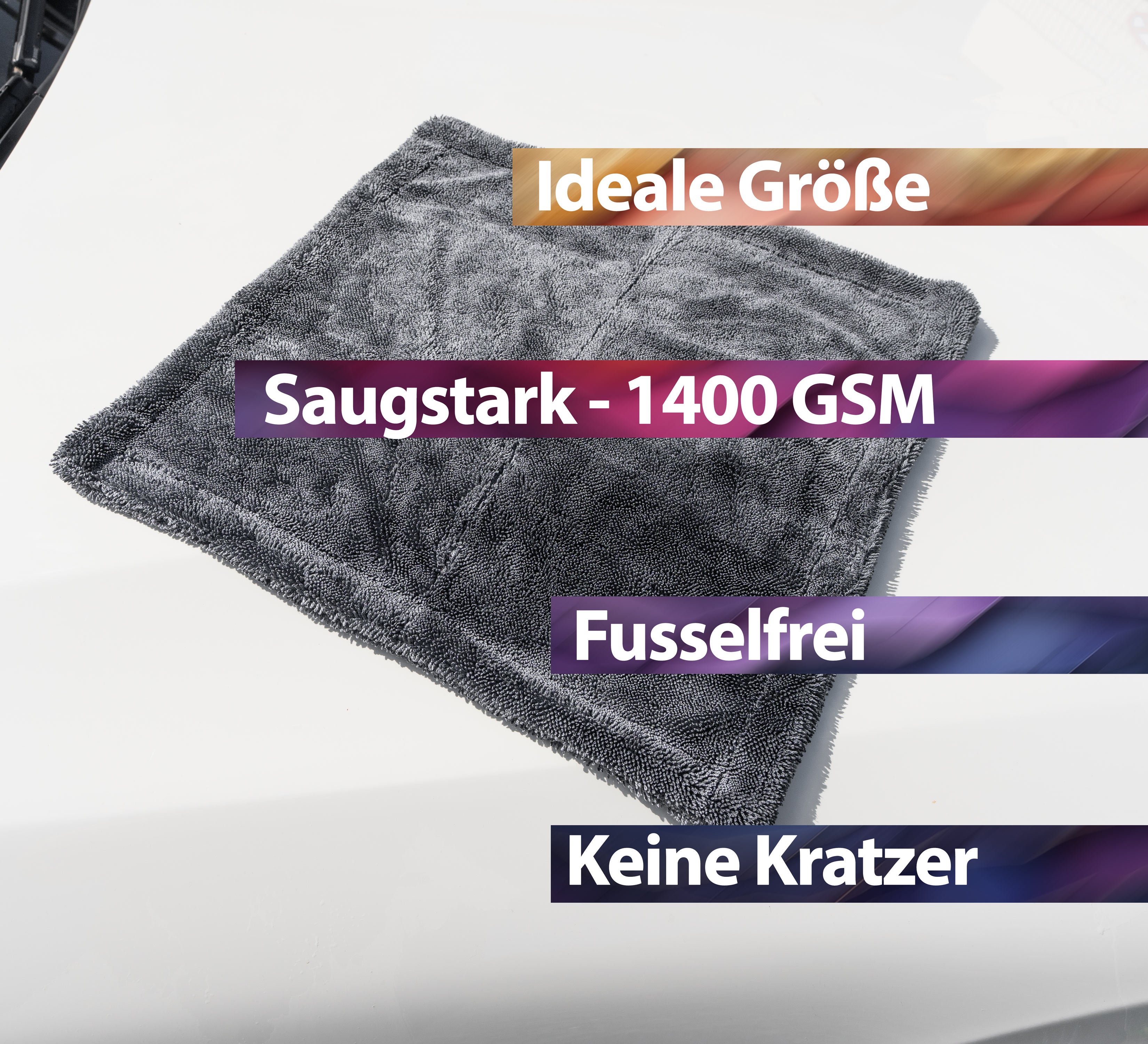 Mikrofasertuch XXL Grau – 1400 GSM Premium Trockentuch, Extrem Saugstark & Fusselfrei