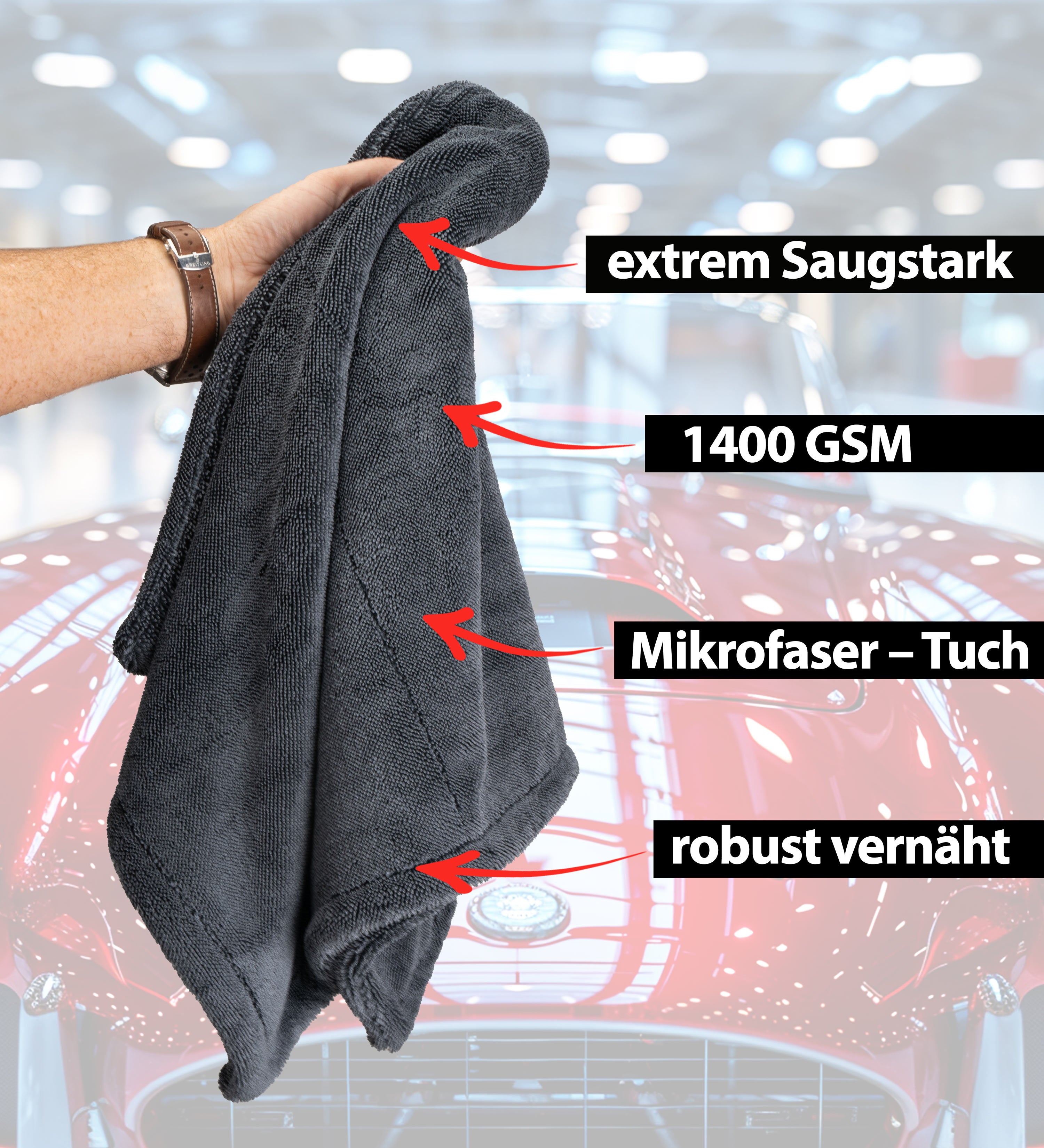 XXL Mikrofasertuch mit 1400 GSM | Grau 50x80cm