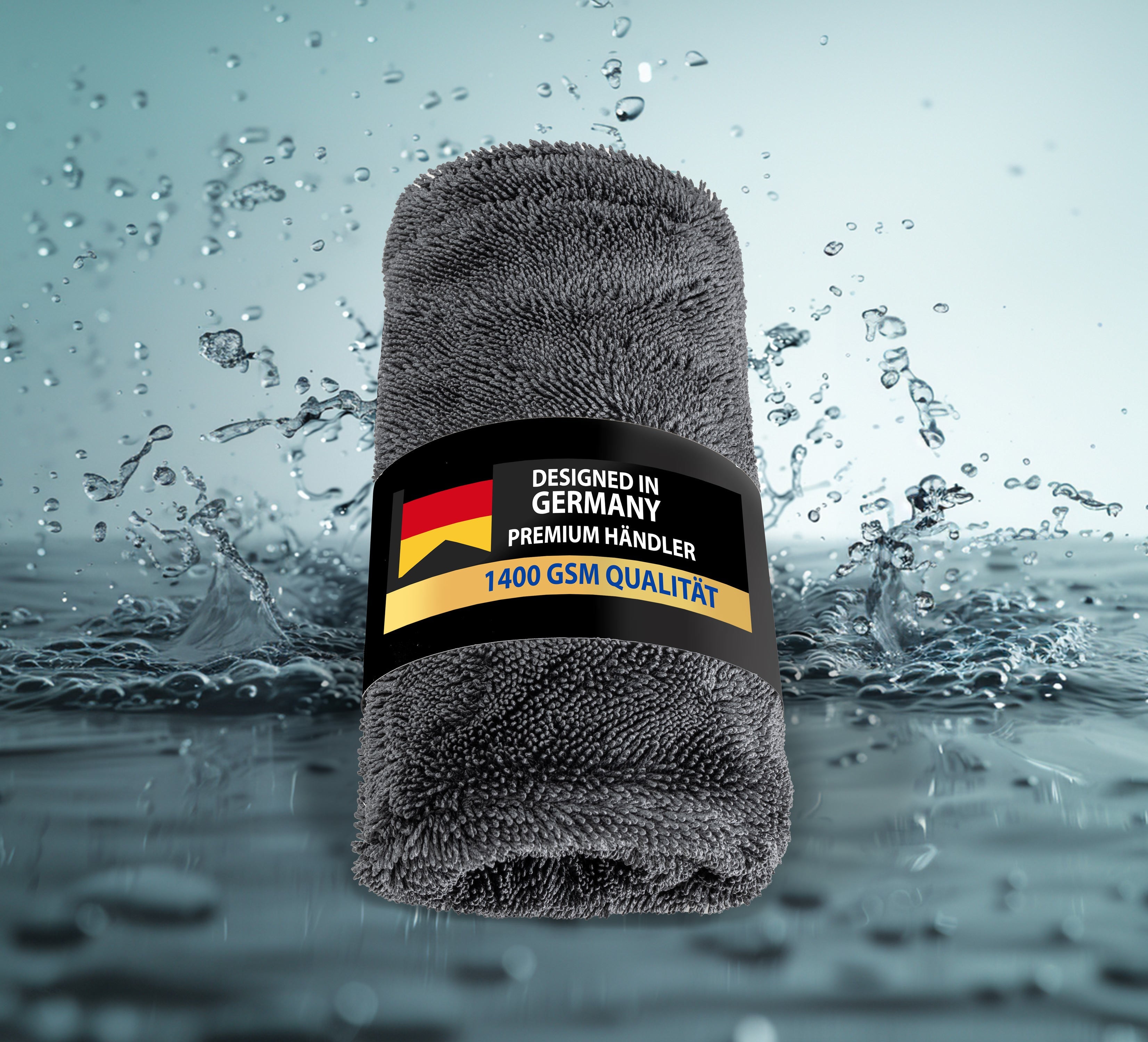 Mikrofasertuch XXL Grau – 1400 GSM Premium Trockentuch, Extrem Saugstark & Fusselfrei