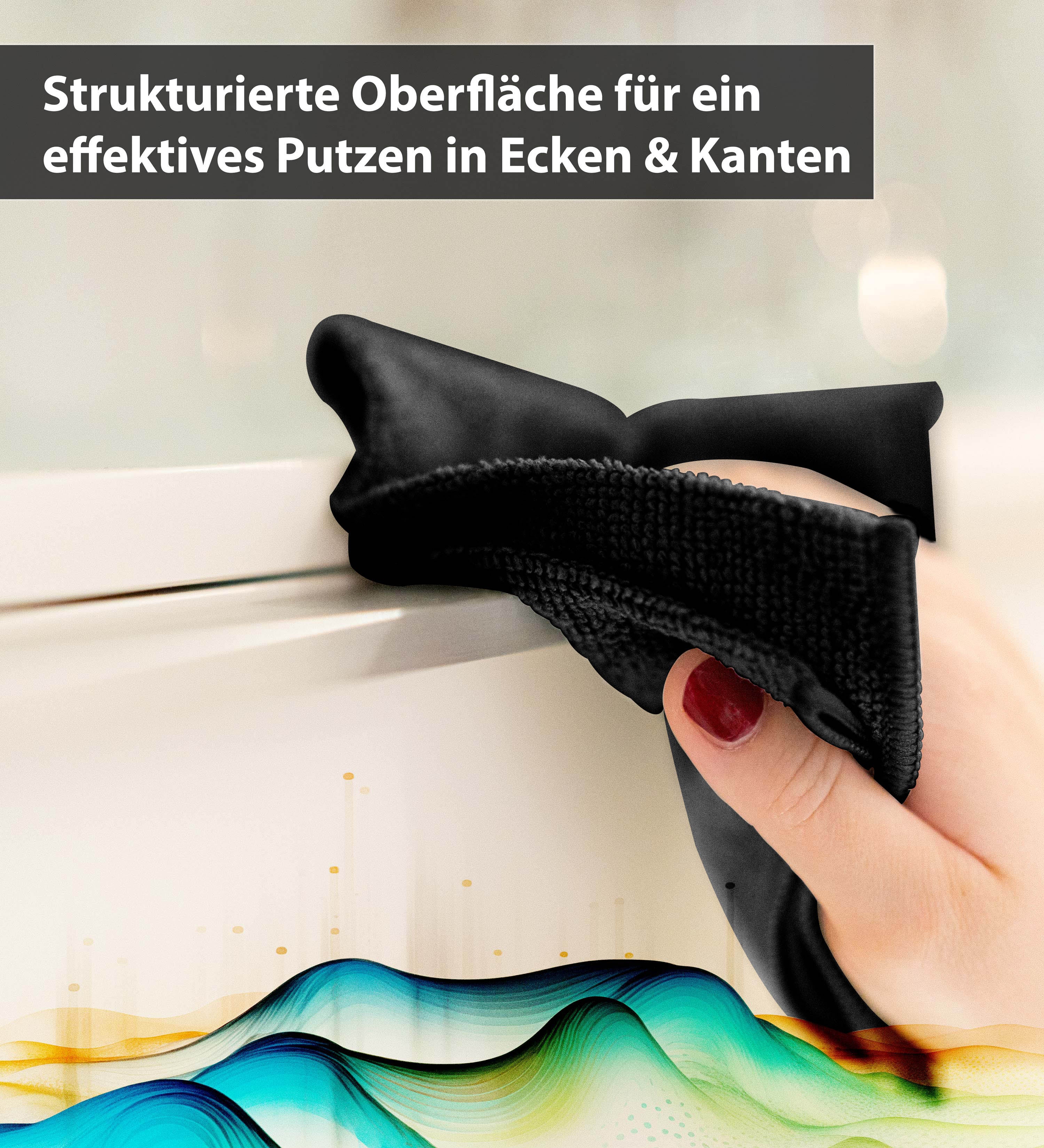 12× Mikrofasertücher Schwarz – 30×30 cm Reinigungstücher aus Mikrofaser, Saugstark & Fusselfrei