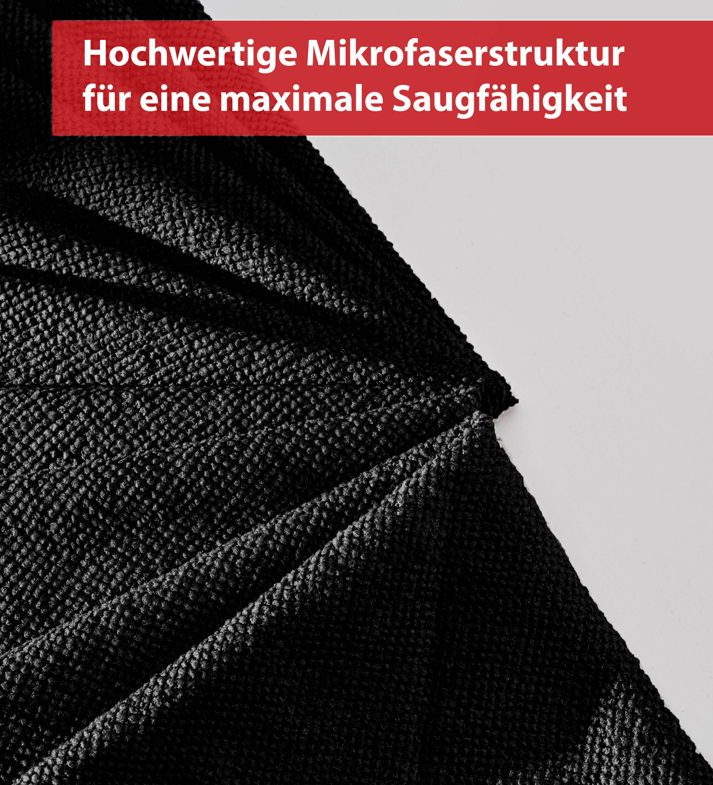 12× Mikrofasertücher Schwarz – 30×30 cm Reinigungstücher aus Mikrofaser, Saugstark & Fusselfrei