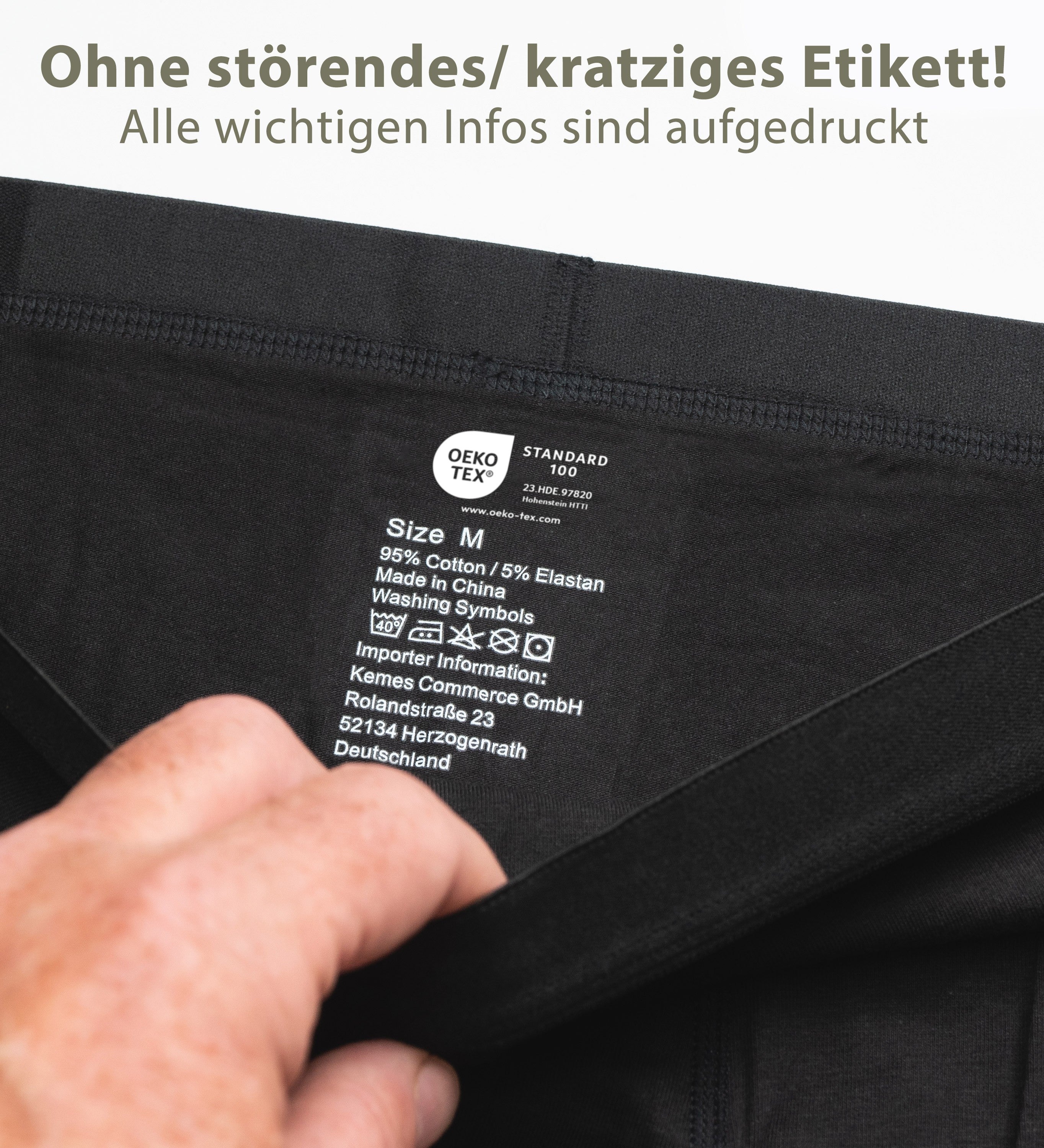 Premium Boxershorts Herren 10er Pack Schwarz | 95% Baumwolle & Oeko-Tex | Tagless (Ohne Etikett) & Elastischer Bund | Bequeme Unterhosen Männer S-XL