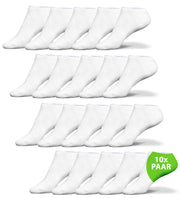 Sneaker Socken Damen weiß 10 Paar verschiedene Größen Sportsocken Herren 95% Baumwolle 5% Elastan
