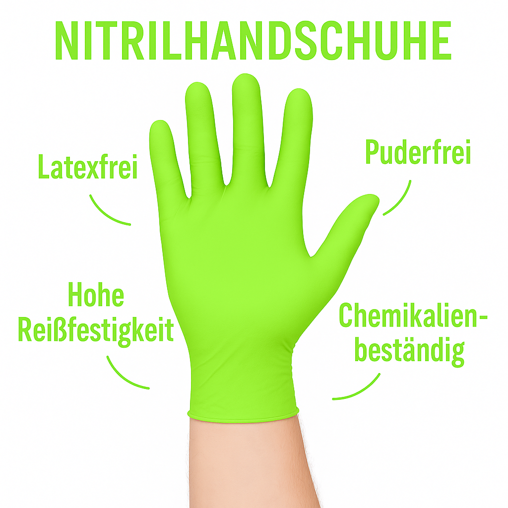 Nitrilhandschuhe Limette – Nitril Einmalhandschuhe Puderfrei, Elastisch & Latexfrei (100 Stück)