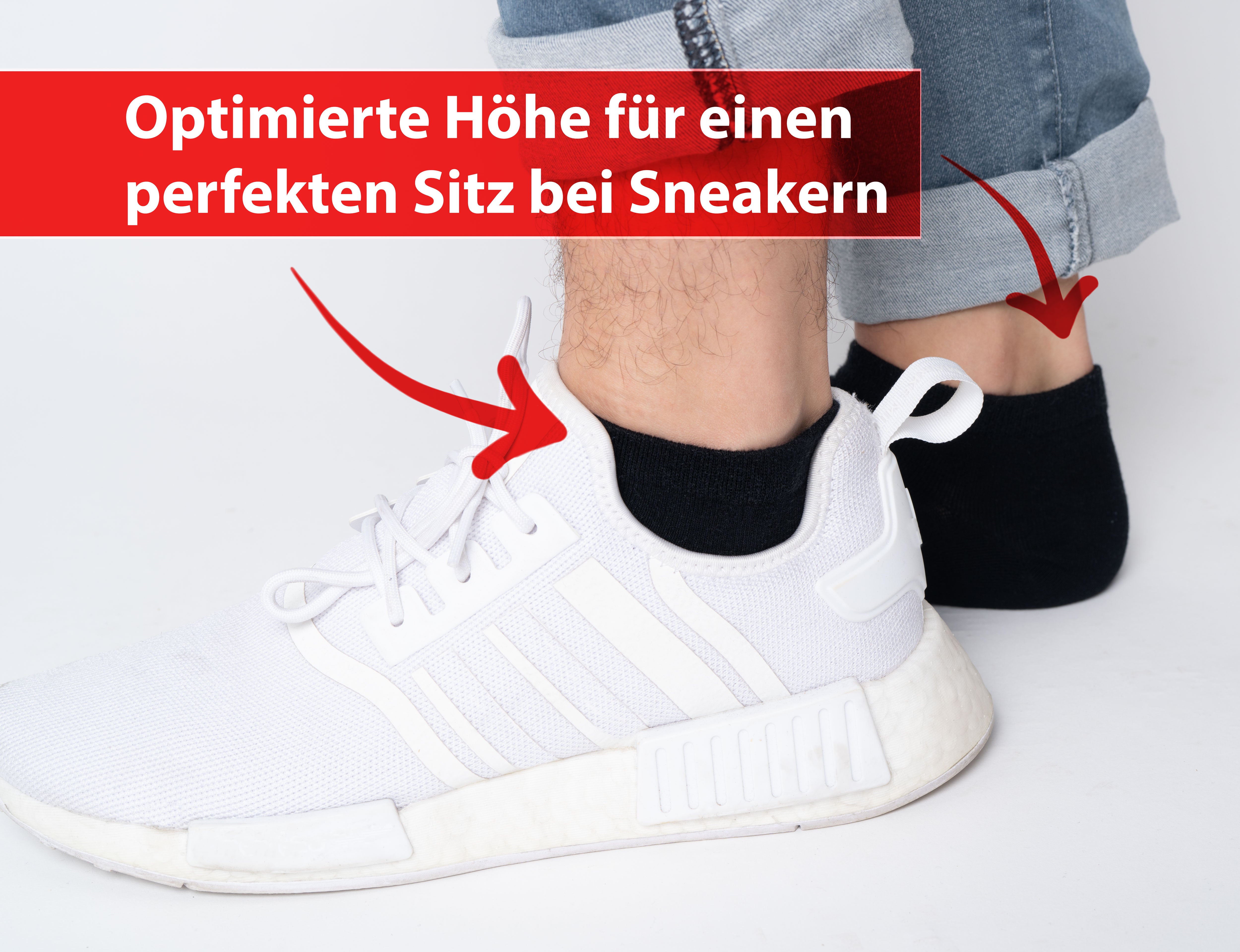 Sneaker Socken Unisex schwarz 10 Paar verschiedene Größen Sportsocken Herren/Damen 95% Baumwolle 5% Elastan