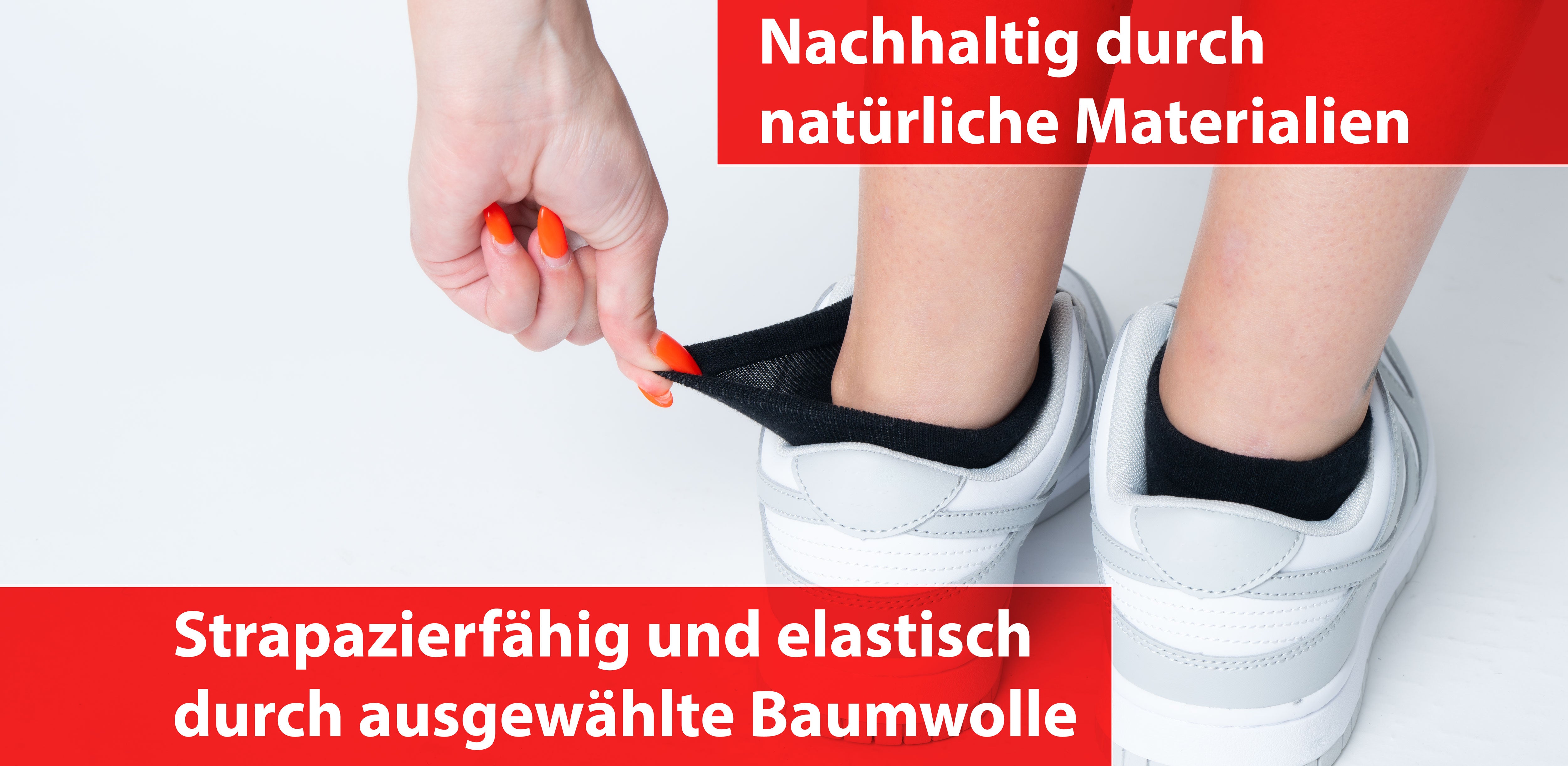 Sneaker Socken Unisex schwarz 10 Paar verschiedene Größen Sportsocken Herren/Damen 95% Baumwolle 5% Elastan