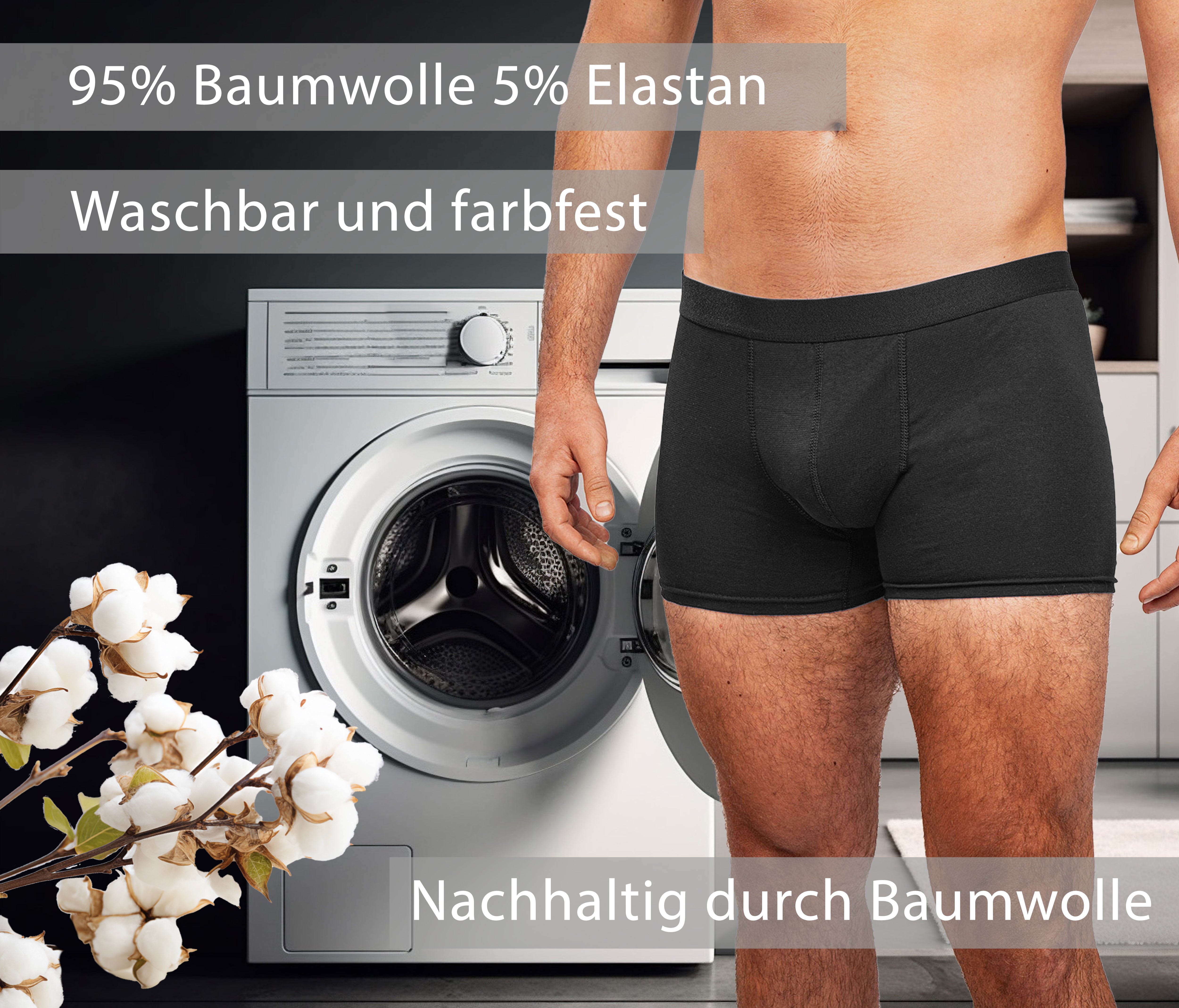 Premium Boxershorts Herren 10er Pack Schwarz | 95% Baumwolle & Oeko-Tex | Tagless (Ohne Etikett) & Elastischer Bund | Bequeme Unterhosen Männer S-XL