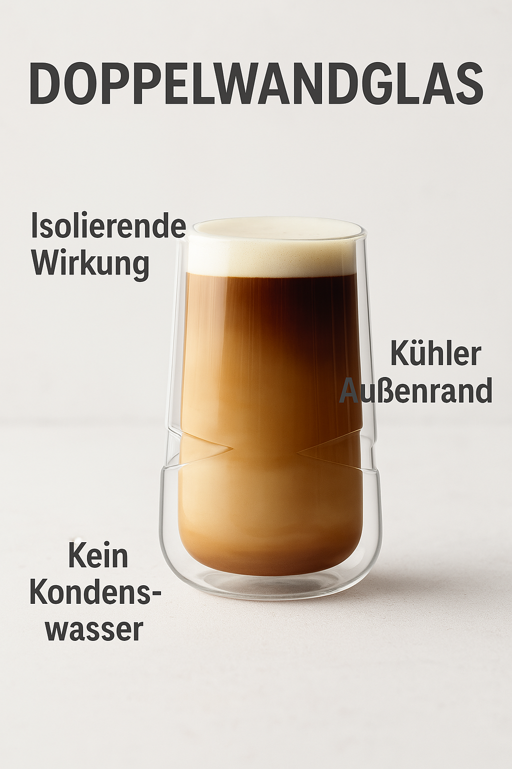 Doppelwandige Kaffeegläser – 4 Stück Thermogläser 350 ml, Eigenes Design, Latte-Macchiato- & Cappuccino-Gläser, Spülmaschinenfest