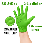 Nitrilhandschuhe Grün 2-3 x Dicker mit Diamant Textur 50 Stück