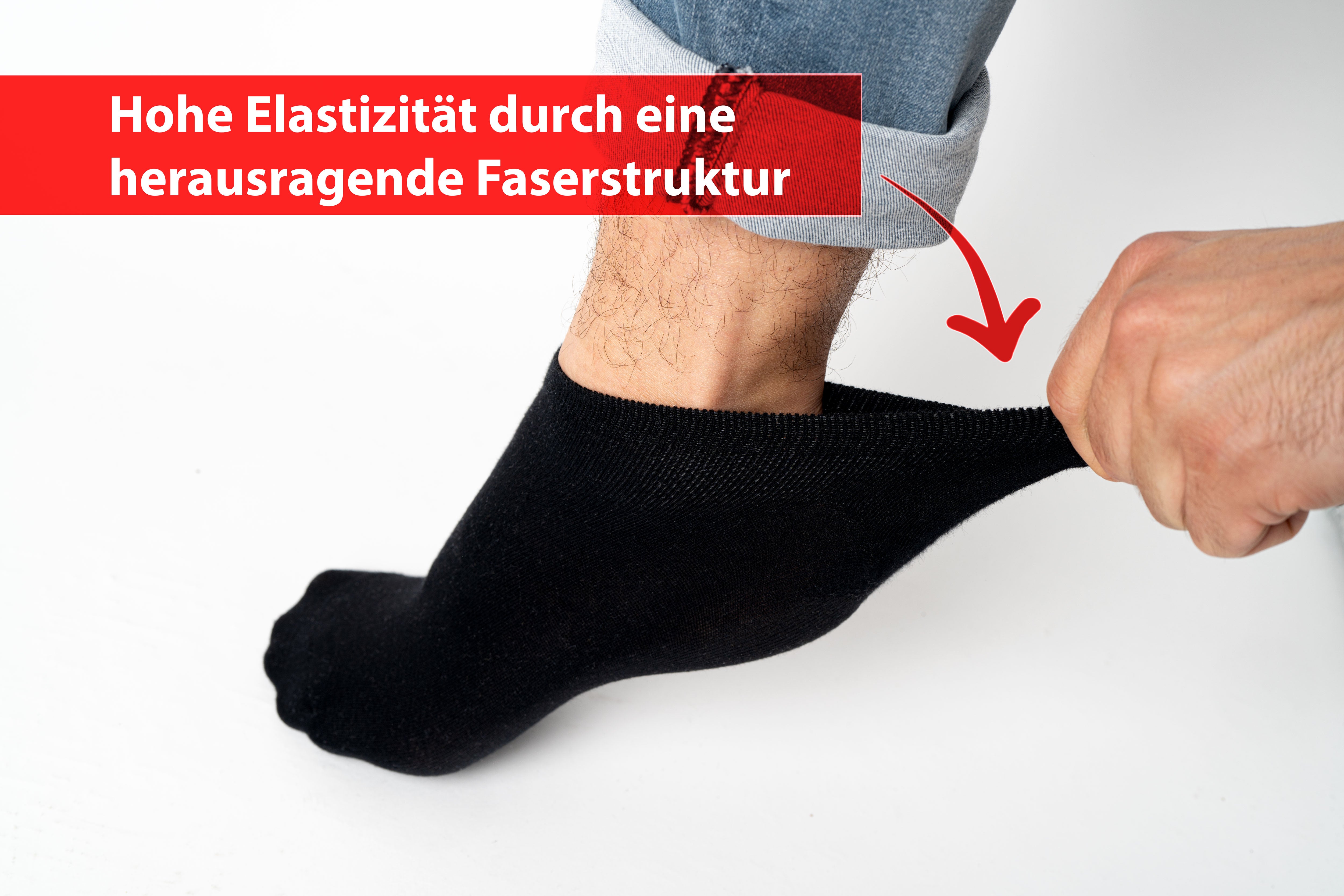 Sneaker Socken Unisex schwarz 10 Paar verschiedene Größen Sportsocken Herren/Damen 95% Baumwolle 5% Elastan