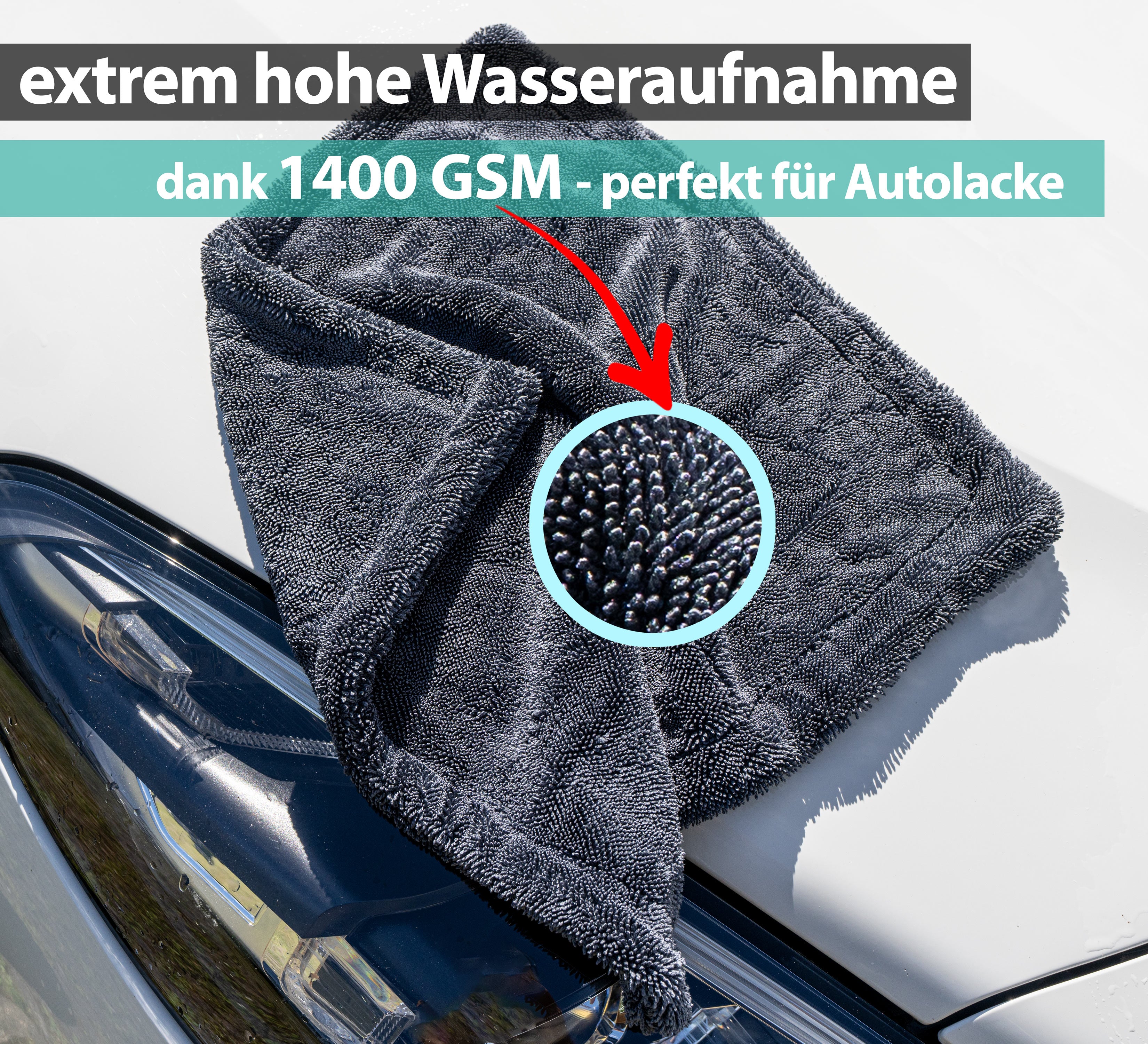 XXL Mikrofasertuch mit 1400 GSM | Grau 50x80cm