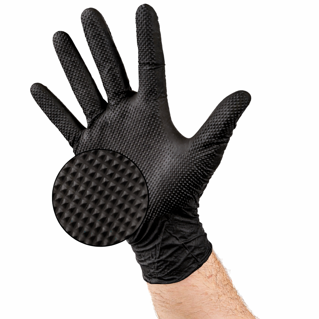 Nitrilhandschuhe Schwarz 2-3 x Dicker mit Diamant Textur 50 Stück