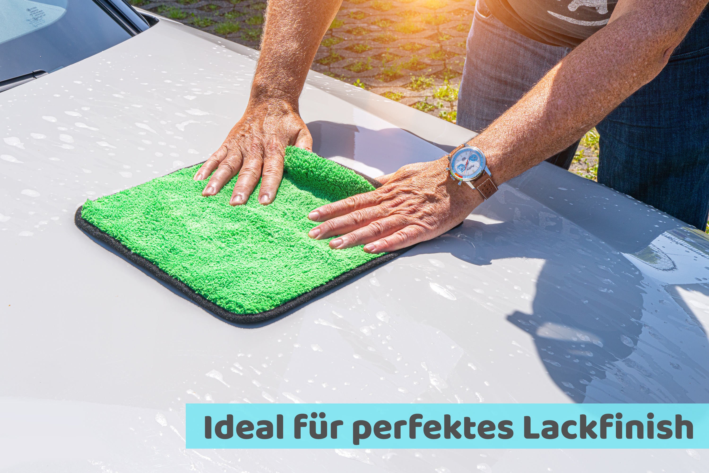 Kemes Mikrofaserhandtücher Grün – 800 GSM Premium Putztücher, 3er Set Reinigungstücher & Poliertücher 30×30 cm