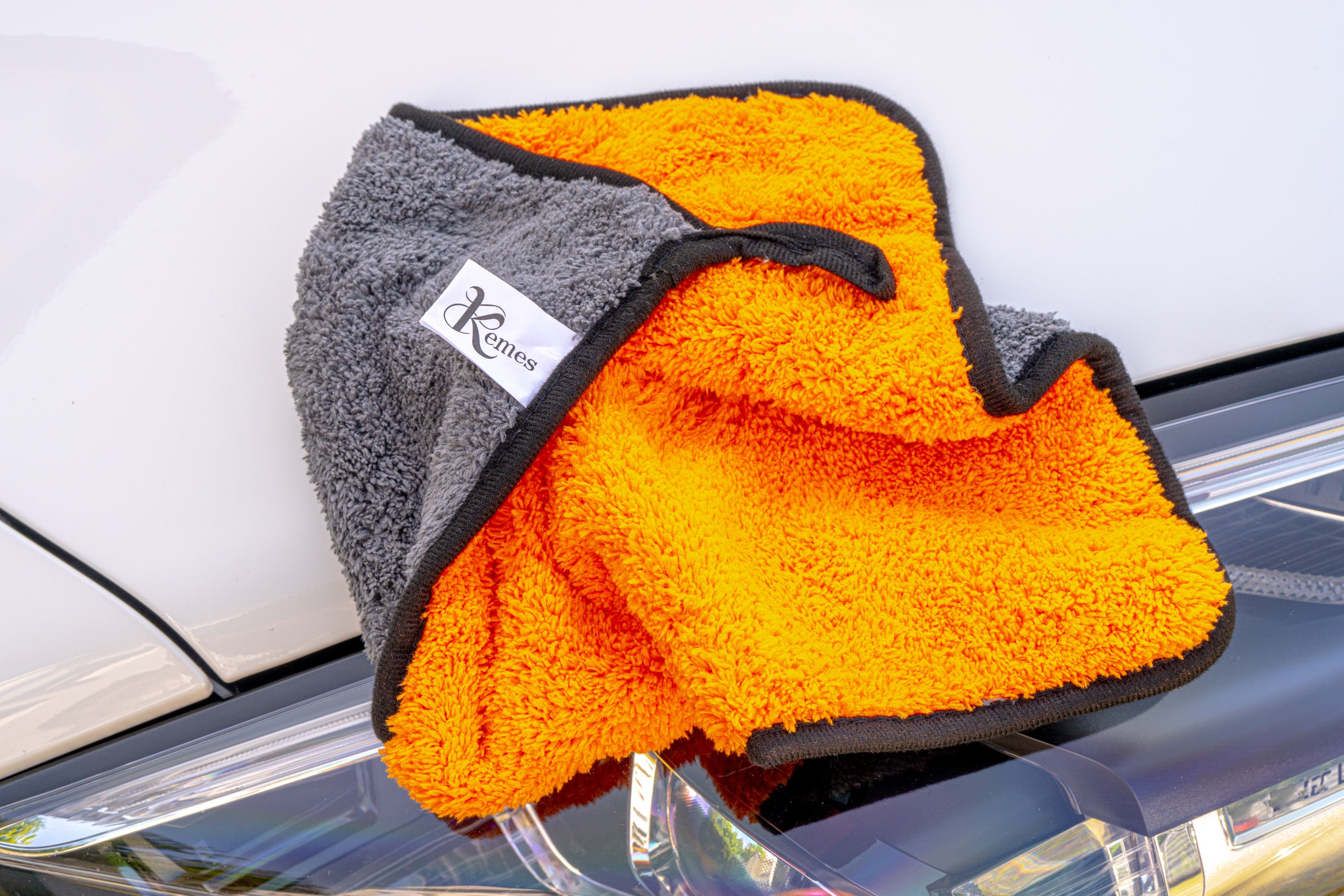 Kemes Mikrofaserhandtücher Orange – 800 GSM Premium Putztücher, 3er Set Reinigungstücher & Poliertücher 30×30 cm