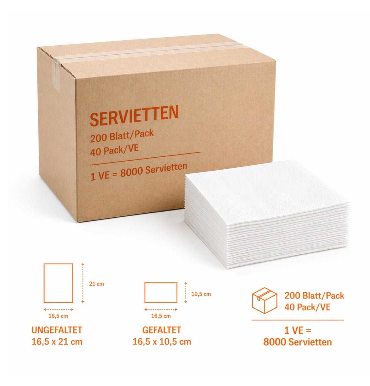 Servietten weiß 16 x 21 cm 8000 Servietten für Torkspendersystem N4 | 2lag V-Falz
