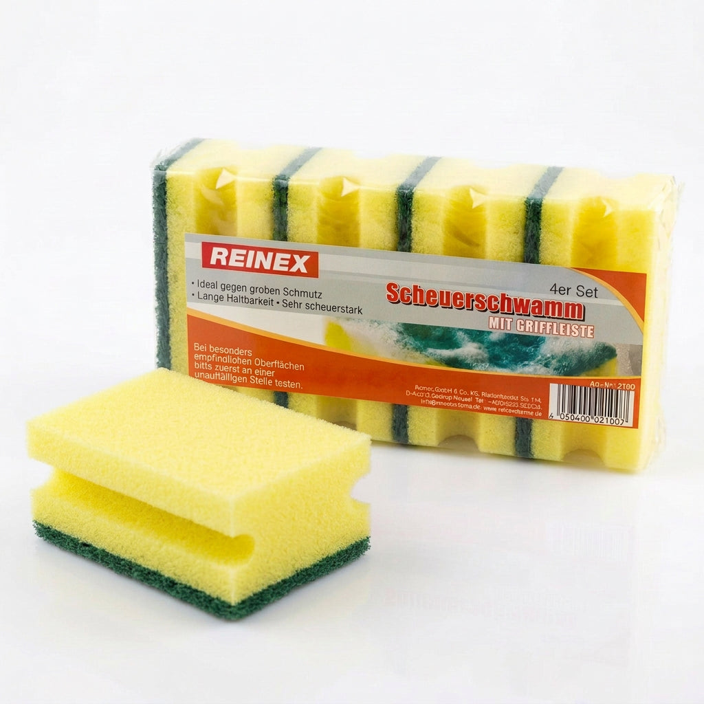 REINEX Scheuerschwamm mit Griffleiste 4 Stück