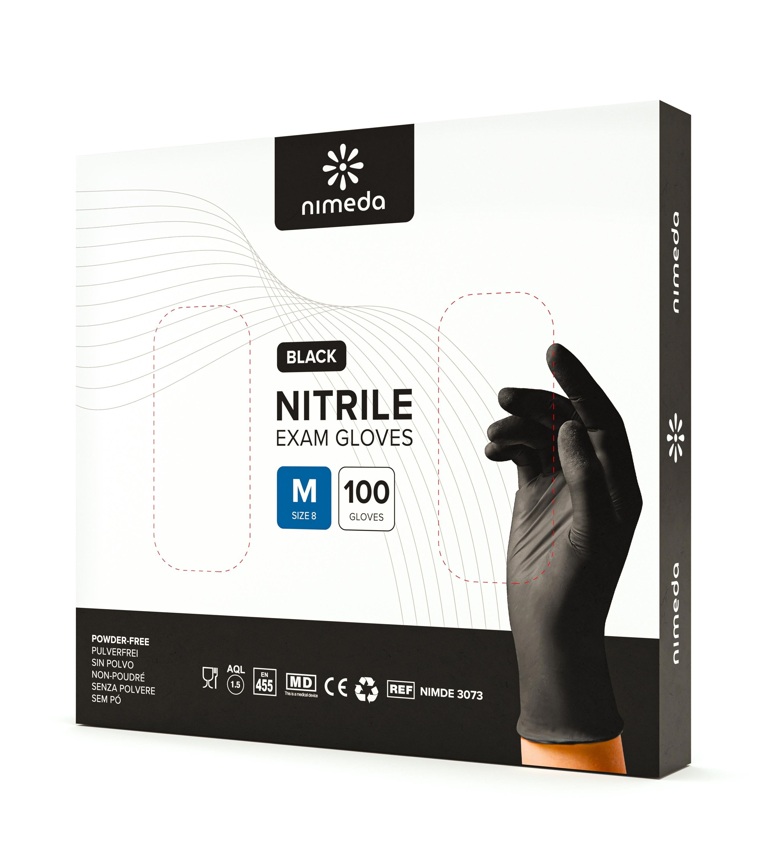 Nitrilhandschuhe Schwarz – Extra Reißfeste Nitril Einmalhandschuhe, Puderfrei & Latexfrei (100 Stück)