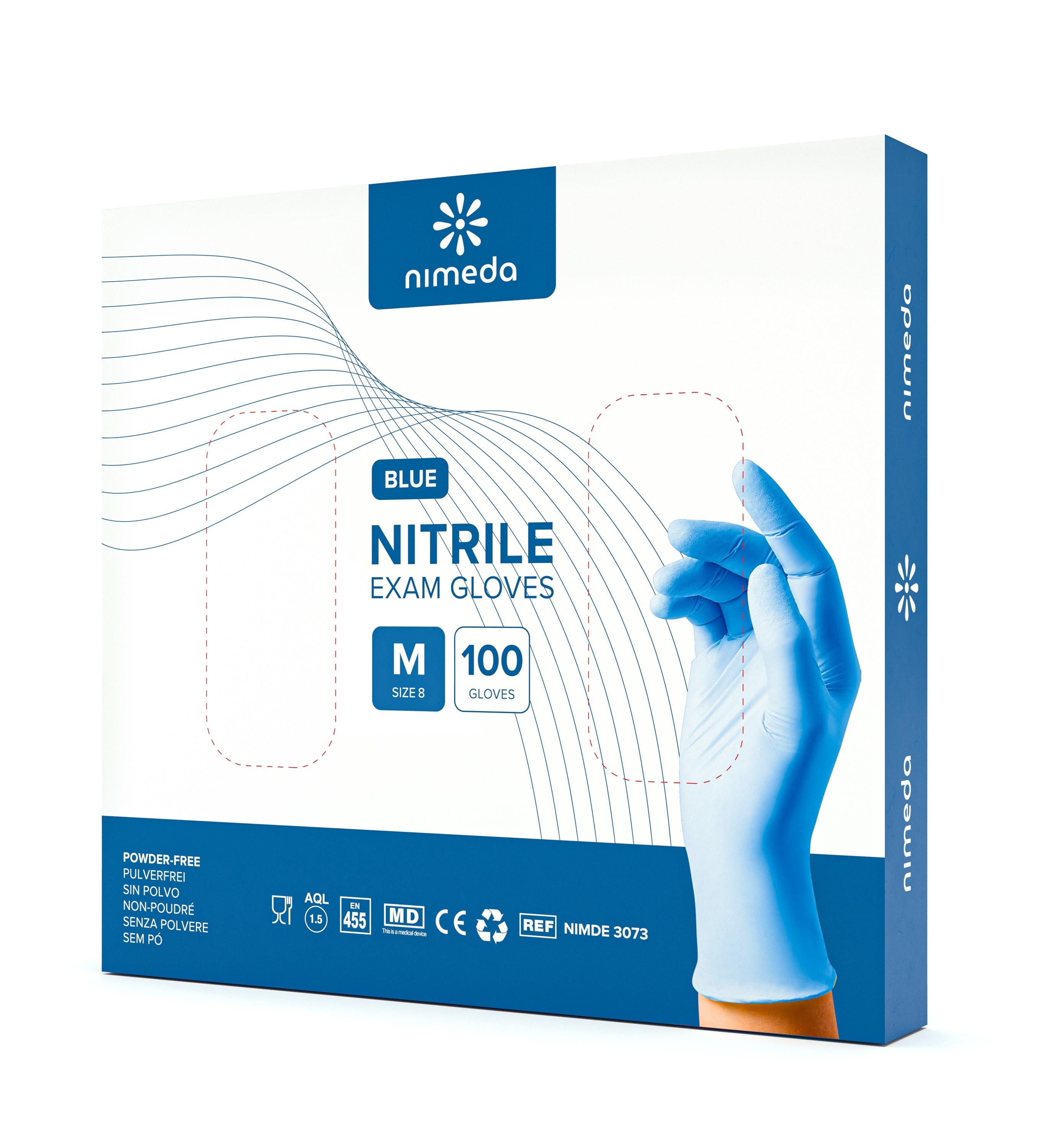 Nitrilhandschuhe Blau – Nitril Einmalhandschuhe Puderfrei, Untersuchungshandschuhe (100 Stück)