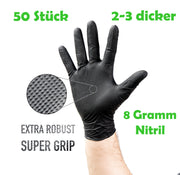 Nitrilhandschuhe Schwarz 2-3 x Dicker mit Diamant Textur 50 Stück