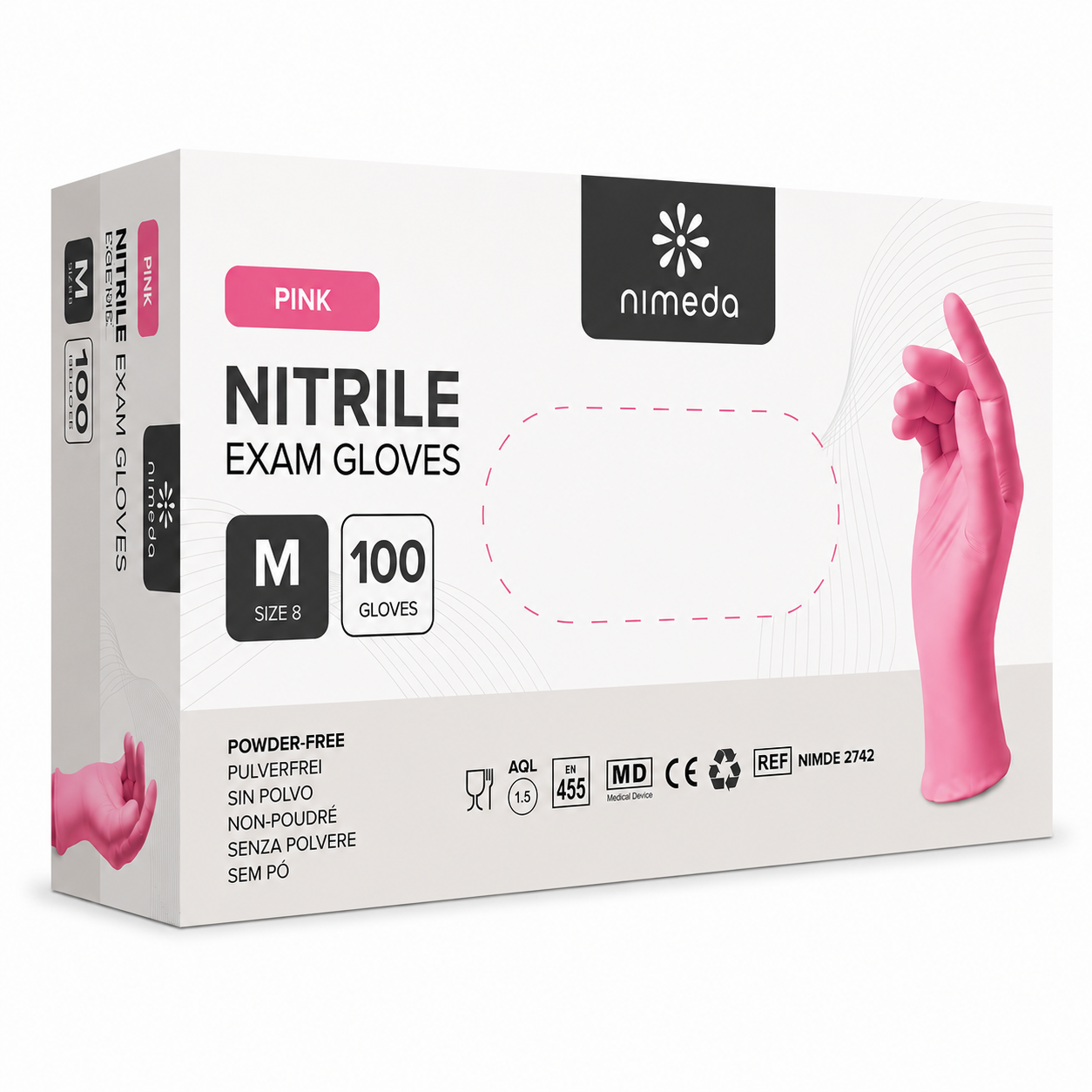 Nitrilhandschuhe Pink – Puderfreie Nitril Einmalhandschuhe, Elastisch & Hautfreundlich (100 Stück)