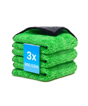 Kemes Mikrofaserhandtücher Grün – 800 GSM Premium Putztücher, 3er Set Reinigungstücher & Poliertücher 30×30 cm