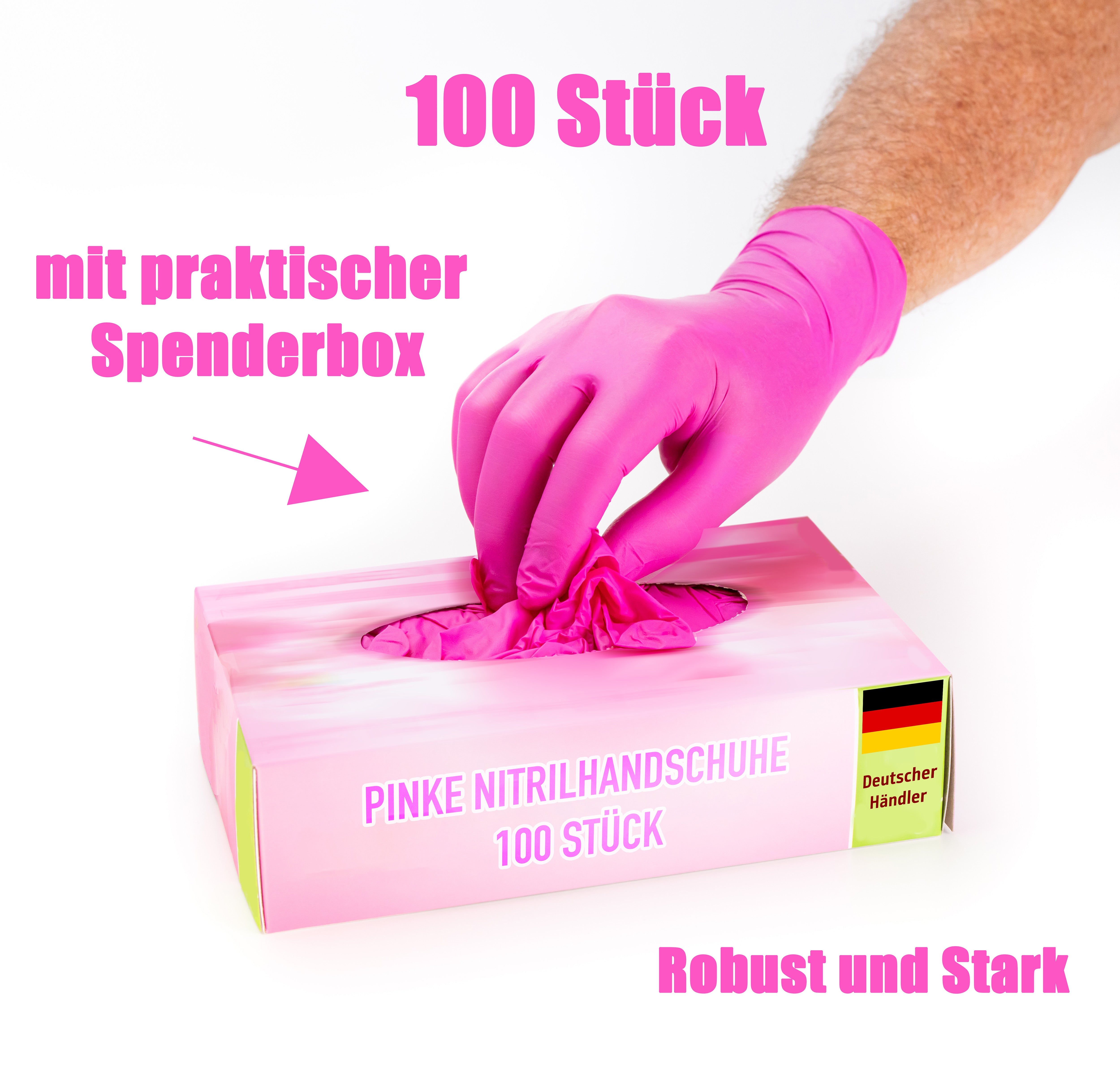 Nitrilhandschuhe Pink – Puderfreie Nitril Einmalhandschuhe, Elastisch & Hautfreundlich (100 Stück)
