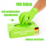Nitrilhandschuhe Limette – Nitril Einmalhandschuhe Puderfrei, Elastisch & Latexfrei (100 Stück)
