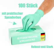 Nitrilhandschuhe Pfefferminz – Puderfreie Nitril Einmalhandschuhe, Reißfest & Latexfrei (100 Stück)