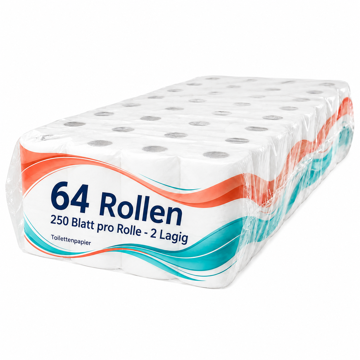Toilettenpapier 2-lagig – 64 Rollen – 250 Blatt pro Rolle – WC Papier Großpack für Haushalt, Büro, Gastronomie & Gewerbe