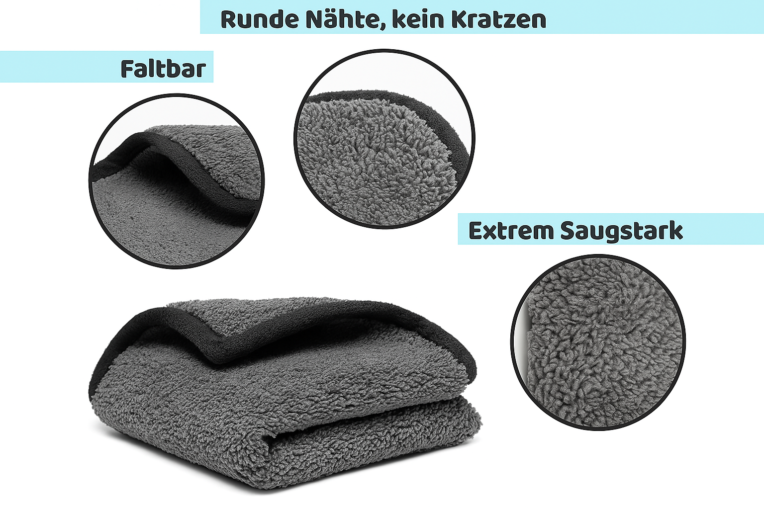 Mikrofasertuch Grau/Grau – 600 GSM Premium Reinigungstuch 30×30 cm, Saugstark & Fusselfrei