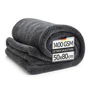Mikrofasertuch XXL Grau – 1400 GSM Premium Trockentuch, Extrem Saugstark & Fusselfrei