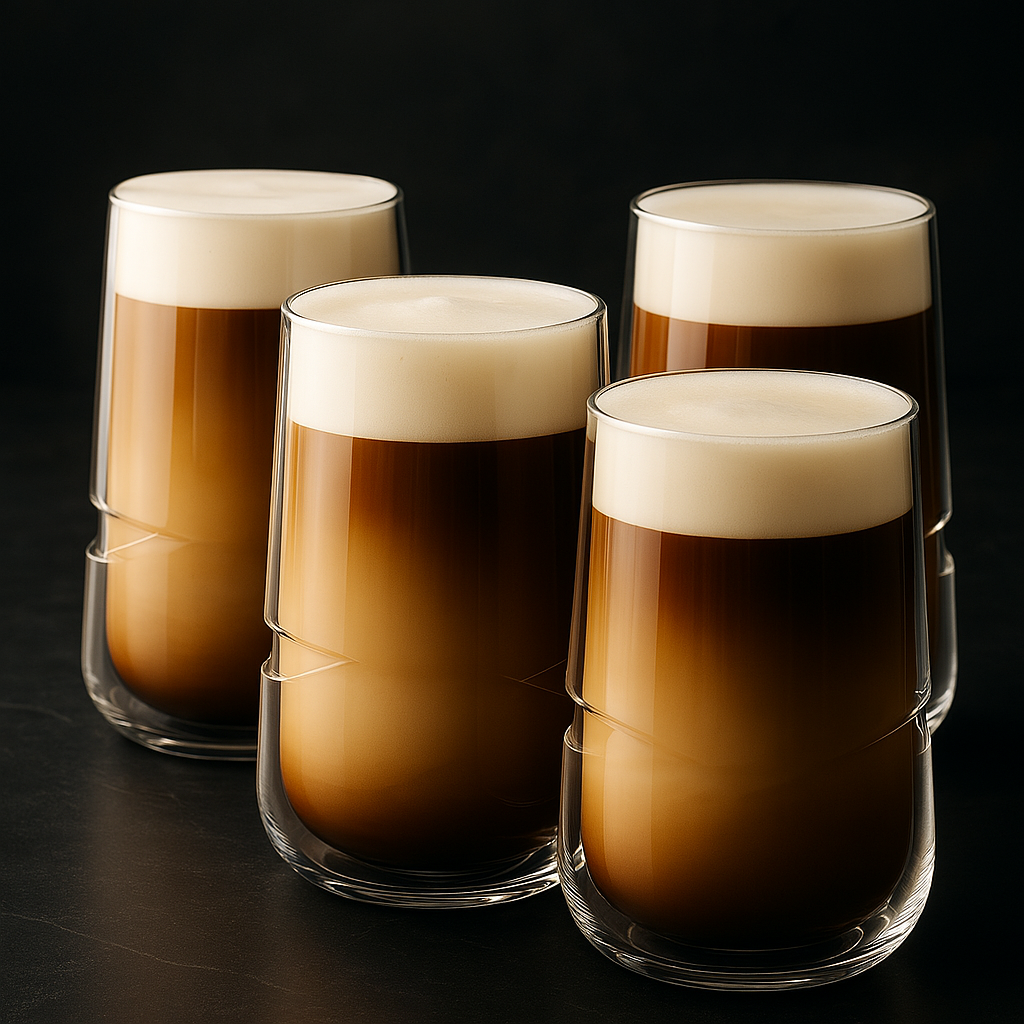 Doppelwandige Kaffeegläser – 4 Stück Thermogläser 350 ml, Eigenes Design, Latte-Macchiato- & Cappuccino-Gläser, Spülmaschinenfest