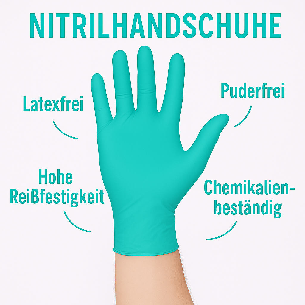 Nitrilhandschuhe Pfefferminz – Puderfreie Nitril Einmalhandschuhe, Reißfest & Latexfrei (100 Stück)