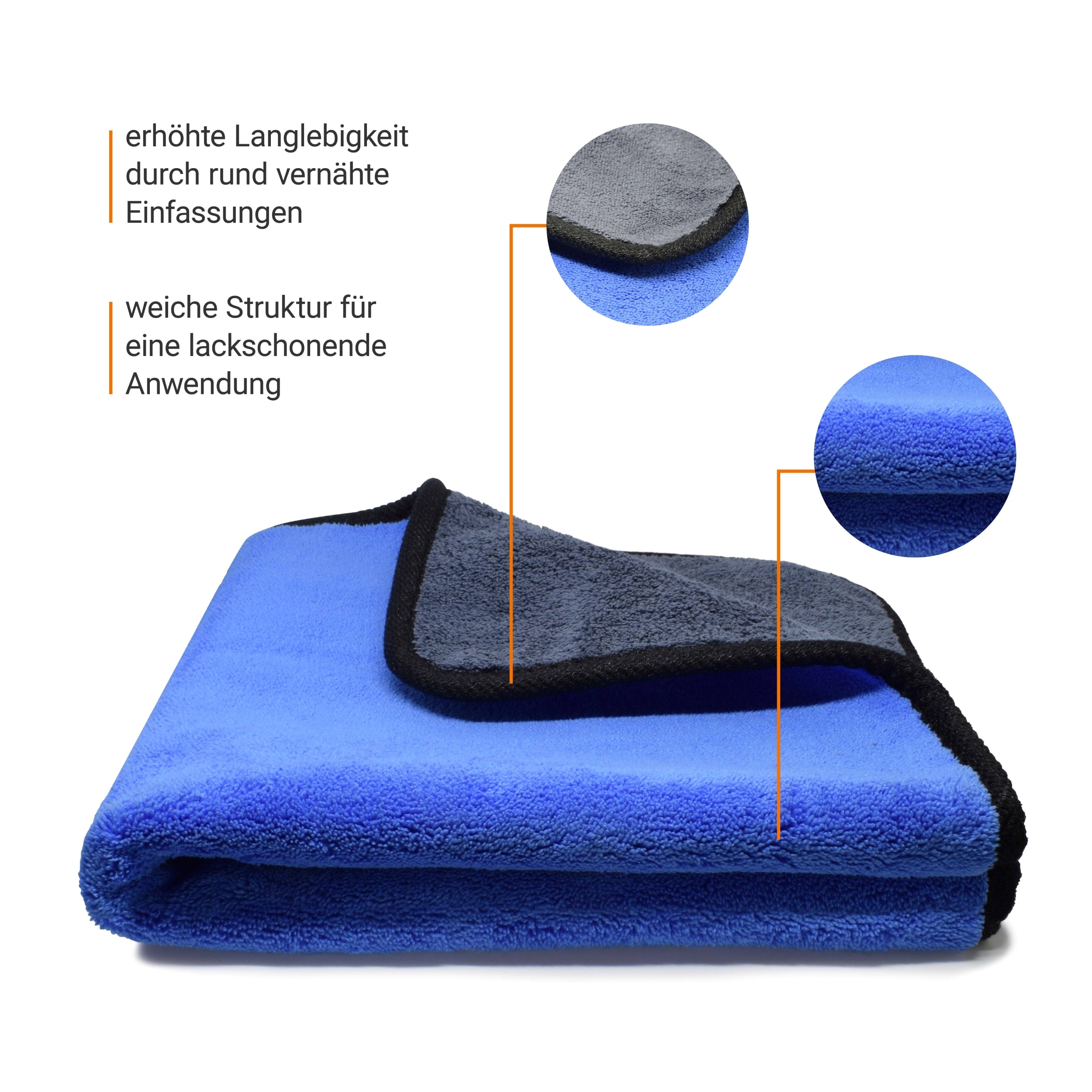 Kemes Mikrofaserhandtücher Blau – 3er Set Putztücher 30×30 cm, Reinigungstücher & Poliertücher aus Mikrofaser