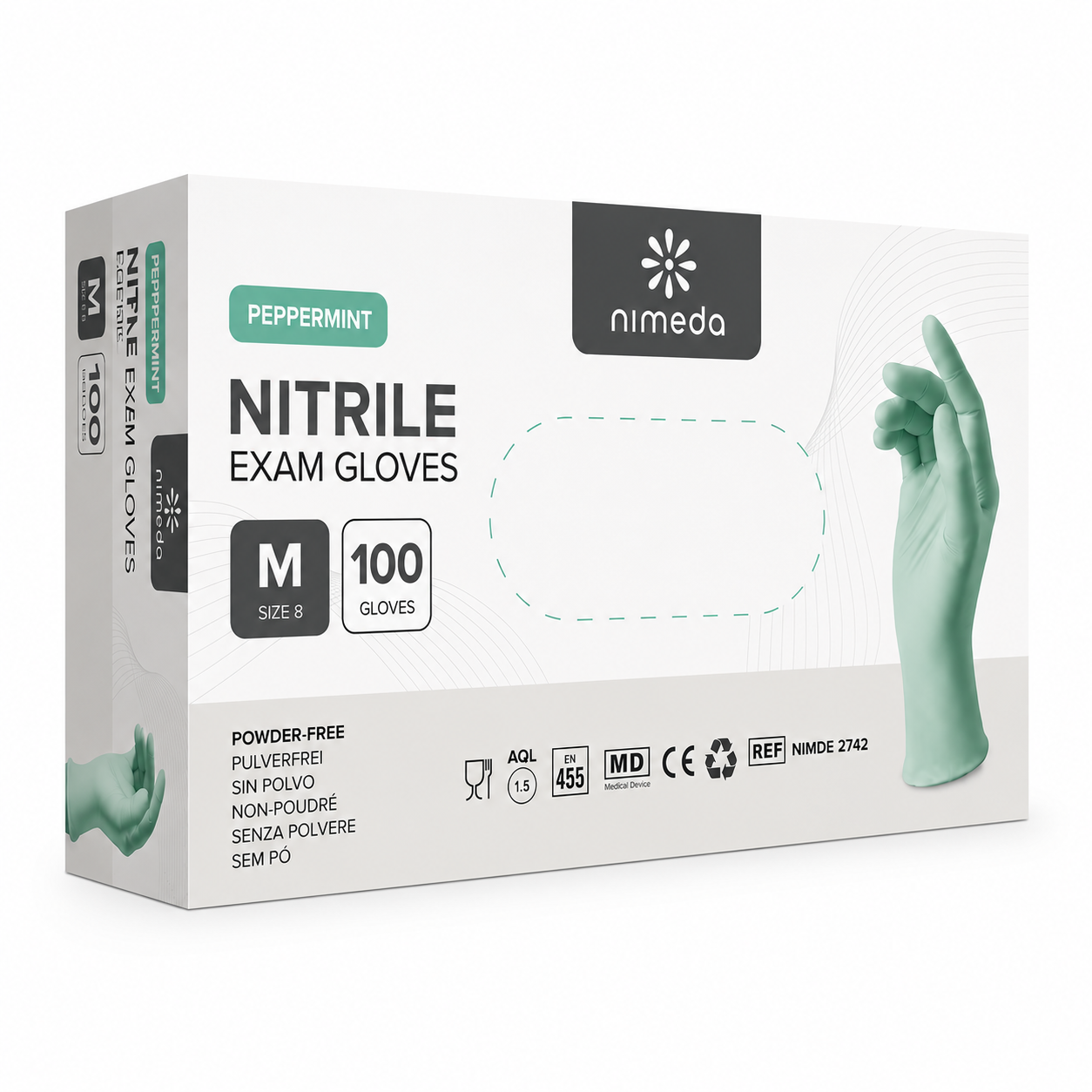 Nitrilhandschuhe Pfefferminz – Puderfreie Nitril Einmalhandschuhe, Reißfest & Latexfrei (100 Stück)
