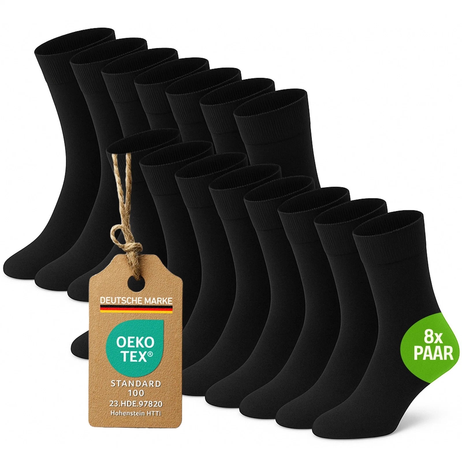 Kemes Herren Socken Schwarz – 8 Paar Business Herrensocken aus Baumwolle, 65% Baumwolle, 30% Polyester, 5% Elastan