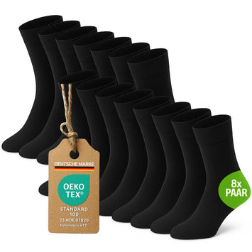 Kemes Herren Socken Schwarz – 8 Paar Business Herrensocken aus Baumwolle, 65% Baumwolle, 30% Polyester, 5% Elastan